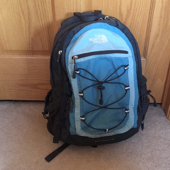 north face light blue backpack